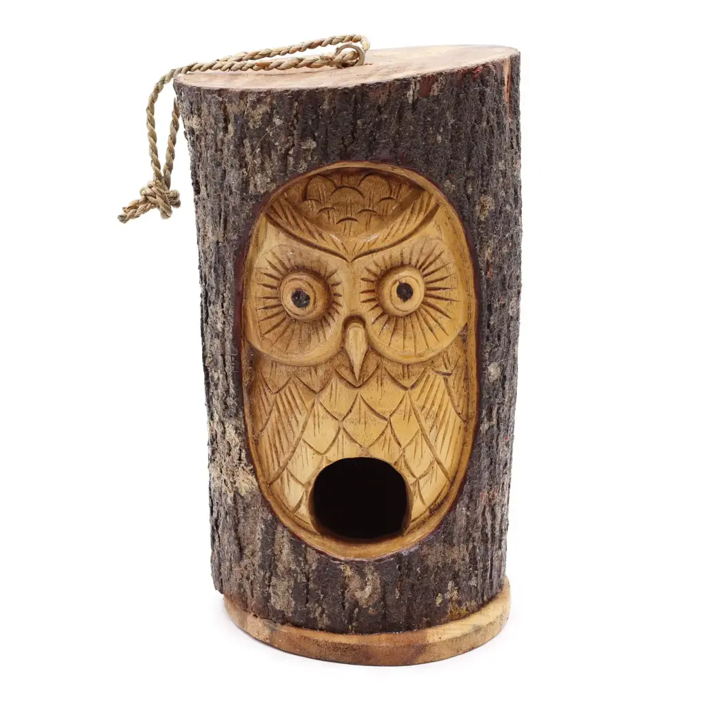 Tree Trunk Face – Bird House – Wise Owl | www.artisangoods.co.uk