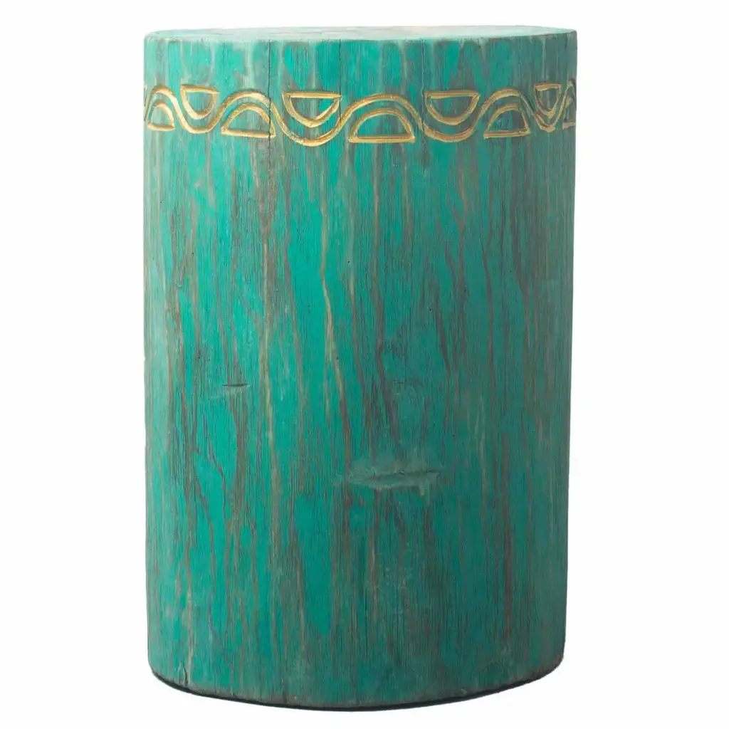 Tribal Stool / Table – Albasia – Turquoise | www.artisangoods.co.uk Tribal Stool / Table – Albasia – Turquoise | www.artisangoods.co.uk