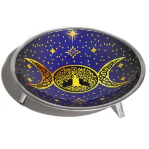 Triple Leg  Enamelled Offering Plate – Purple Triple Moon | www.artisangoods.co.uk 2