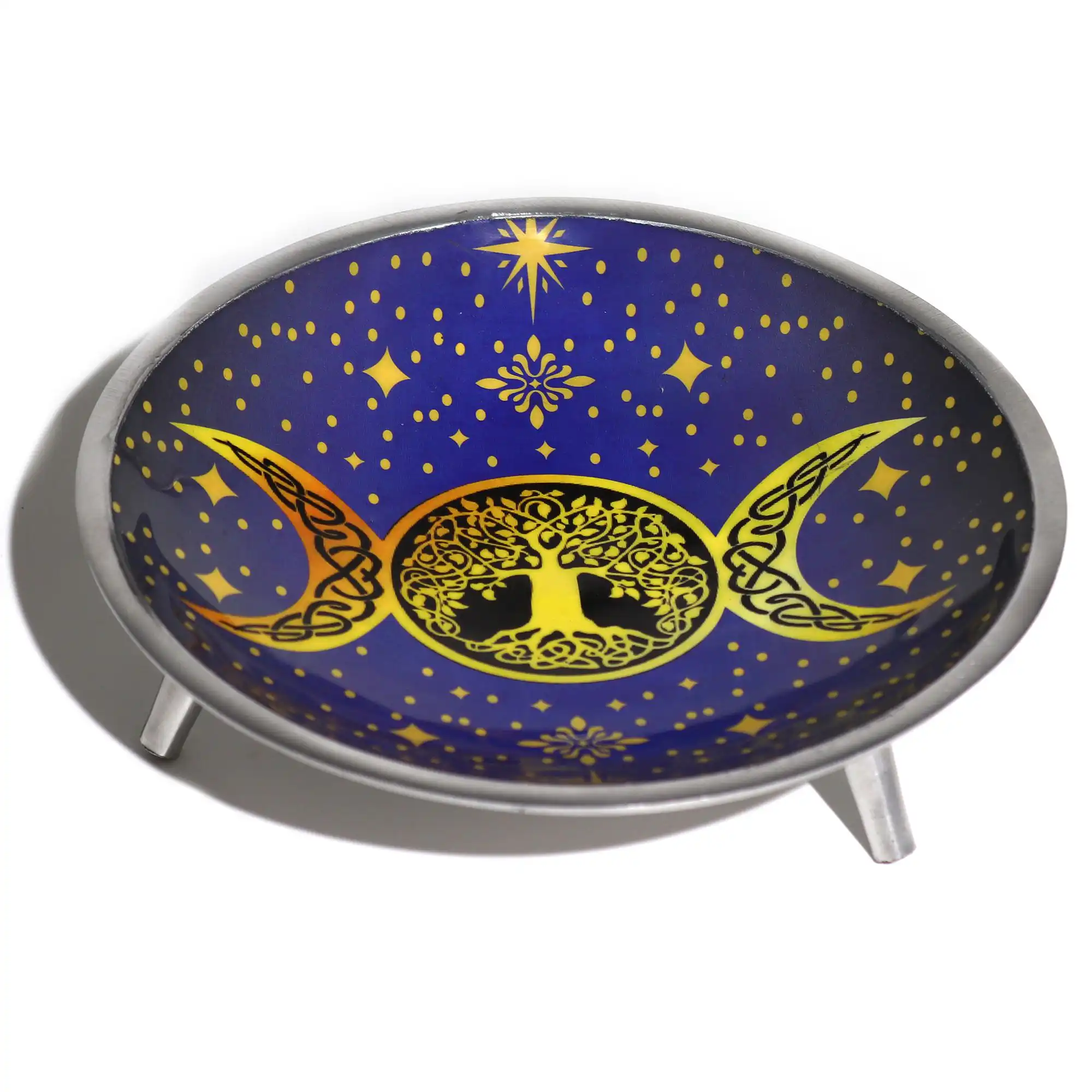 Triple Leg  Enamelled Offering Plate – Purple Triple Moon | www.artisangoods.co.uk 2
