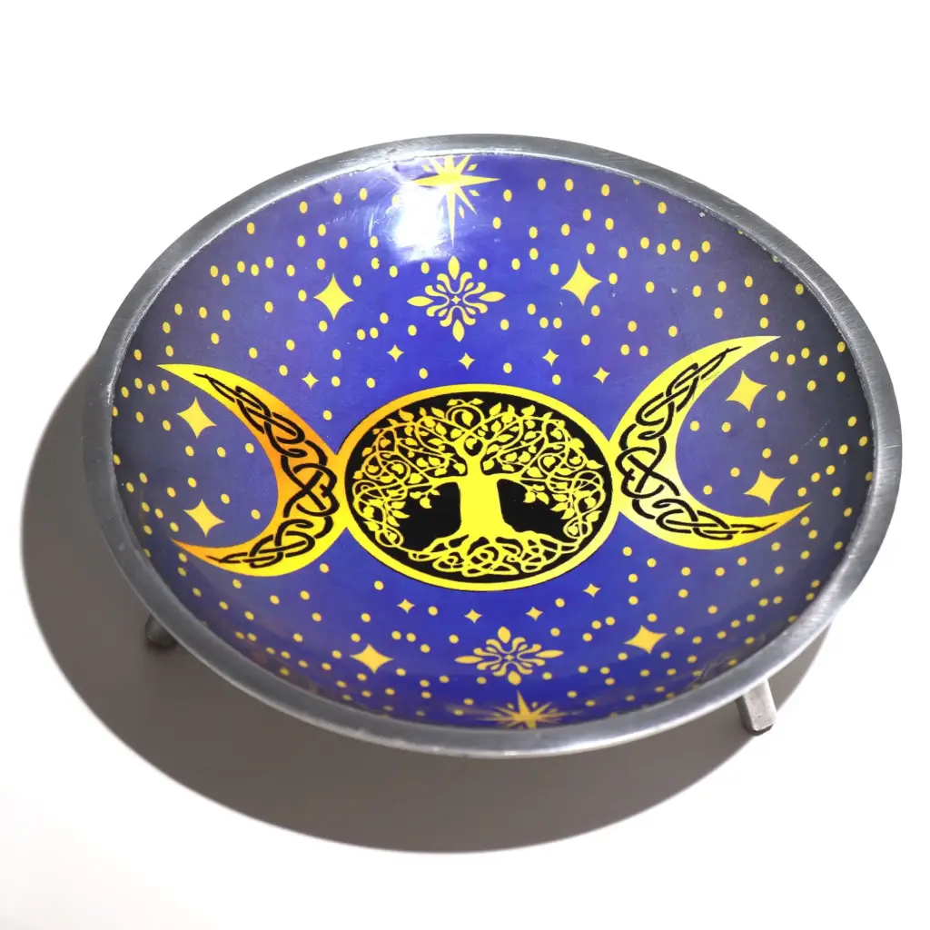 Triple Leg Enamelled Offering Plate – Purple Triple Moon | www.artisangoods.co.uk 3 Triple Leg Enamelled Offering Plate – Purple Triple Moon | www.artisangoods.co.uk 3
