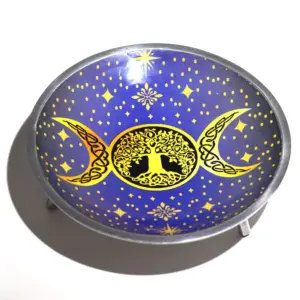 Triple Leg  Enamelled Offering Plate – Purple Triple Moon | www.artisangoods.co.uk 3