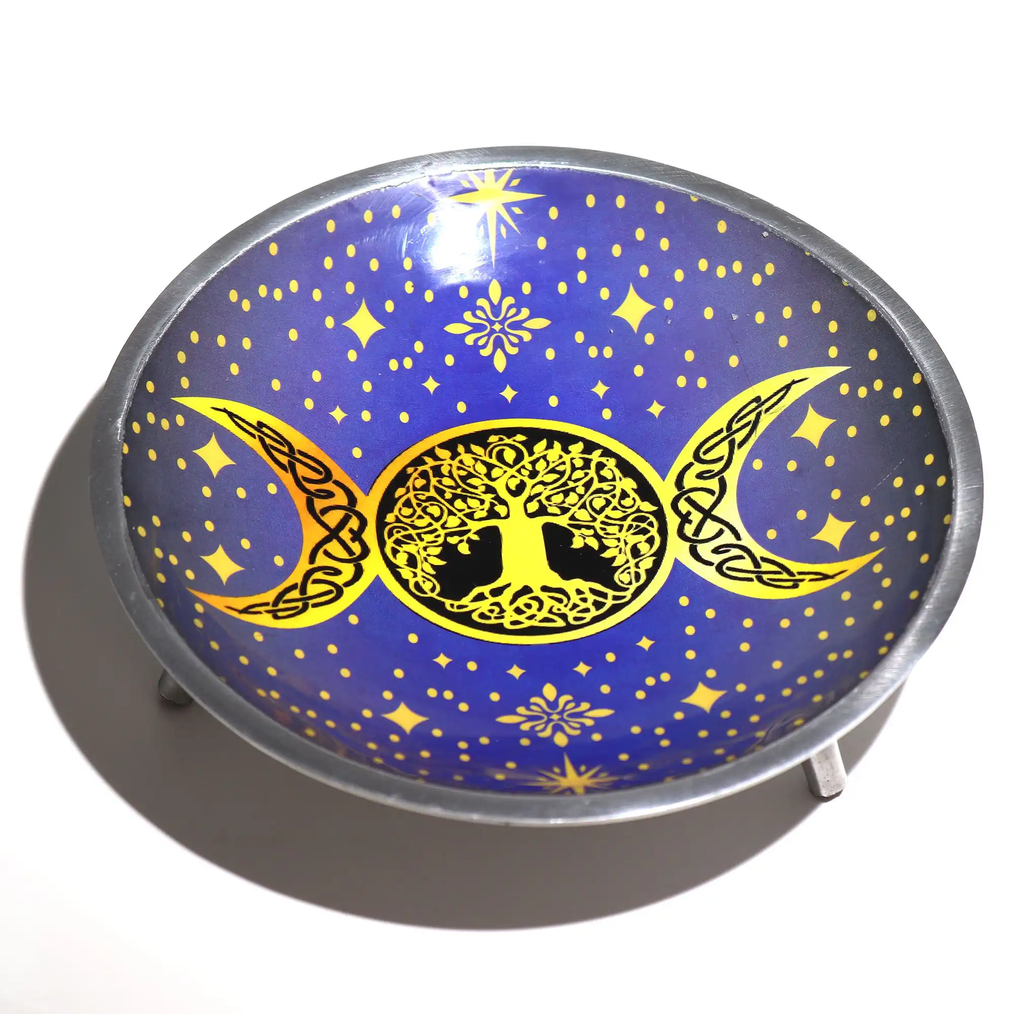 Triple Leg  Enamelled Offering Plate – Purple Triple Moon | www.artisangoods.co.uk 3