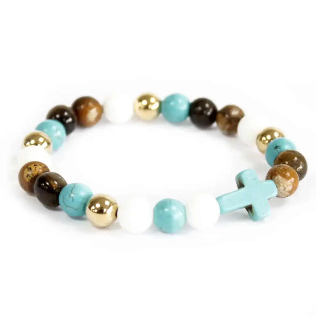 Turquoise Cross / Royal Beads – Gemstone Bracelet | www.artisangoods.co.uk 2