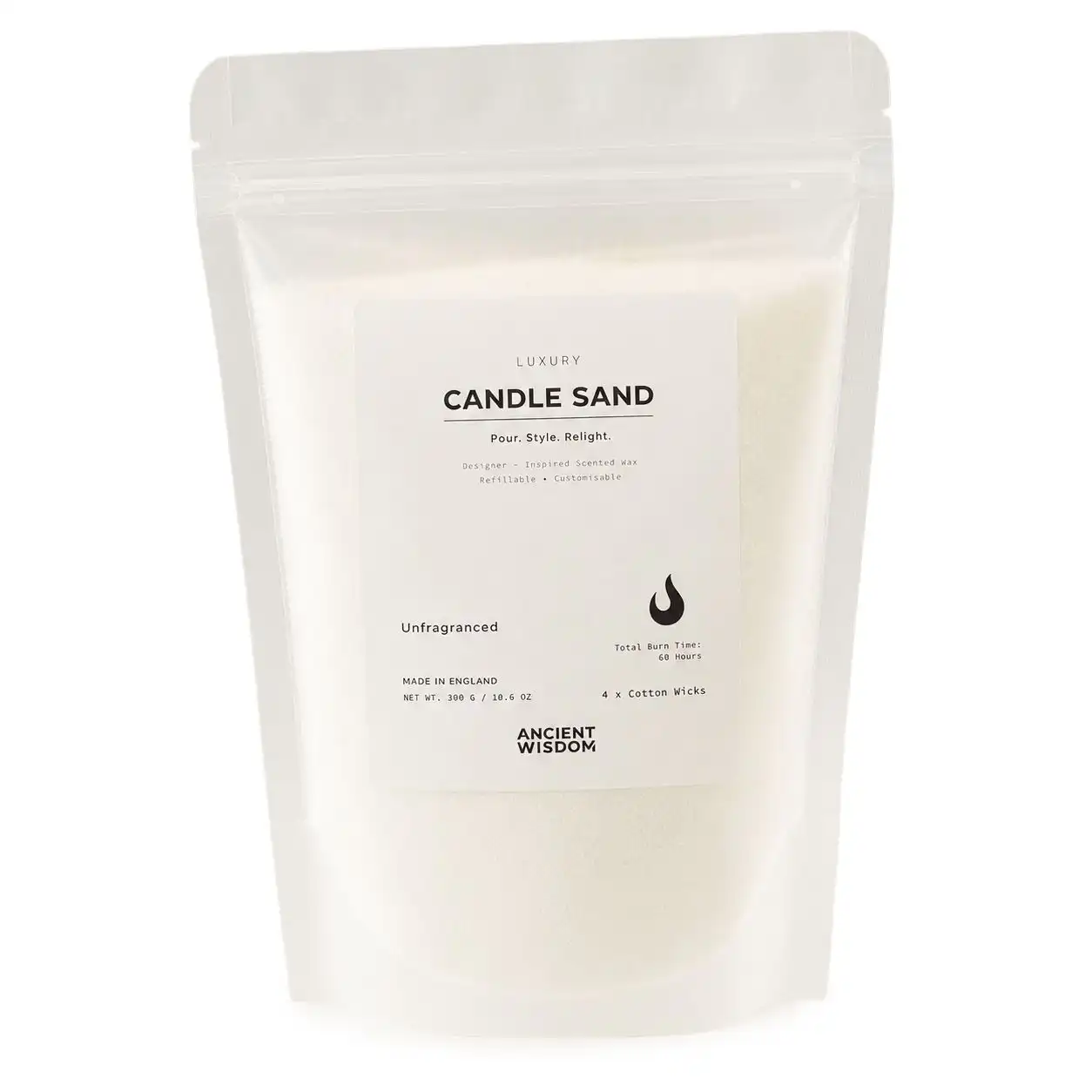 Unfragranced Candle Sand - White - 300g