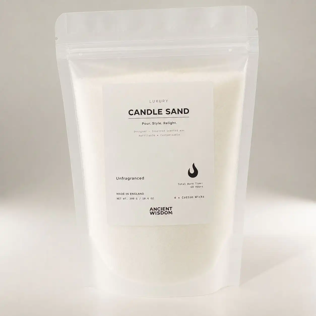 Unfragranced Candle Sand - White - 300g