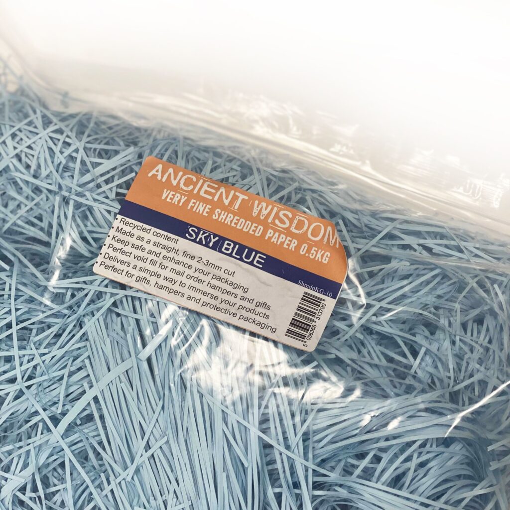 Very Fine Shredded paper – Sky Blue (0.5KG) | www.artisangoods.co.uk 2