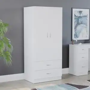 Vida Designs Riano 2 Door & 2 Drawer Wardrobe White 170H x 76 W x 53D