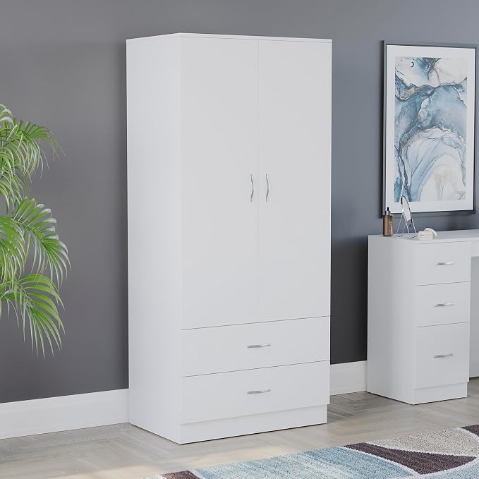 Vida Designs Riano 2 Door & 2 Drawer Wardrobe White 170H x 76 W x 53D