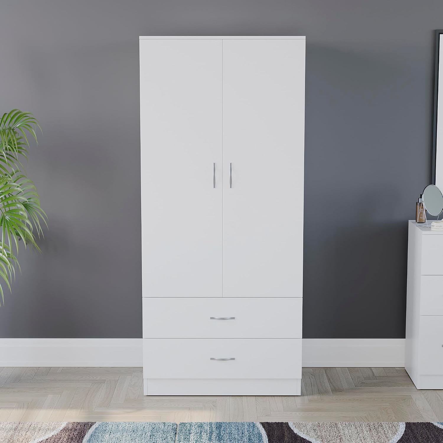 Vida Designs Riano 2 Door & 2 Drawer Wardrobe White 170H x 76 W x 53D