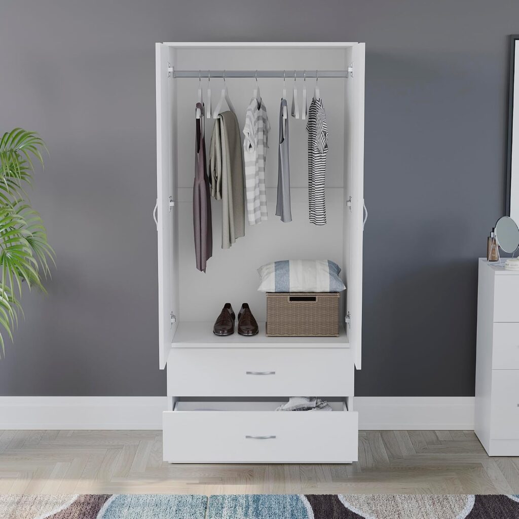 Vida Designs Riano 2 Door & 2 Drawer Wardrobe White 170H x 76 W x 53D