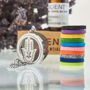 Aromatherapy Diffuser Necklace – Hand of Fatima 30mm | www.artisangoods.co.uk 2
