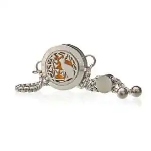 Aromatherapy Jewellery Chain Bracelet – Cat & Flowers – 20mm | www.artisangoods.co.uk 1