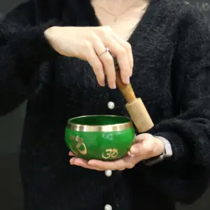 Buddha Singing Bowl Set- Black/Orange 10.7cm | www.artisangoods.co.uk 10