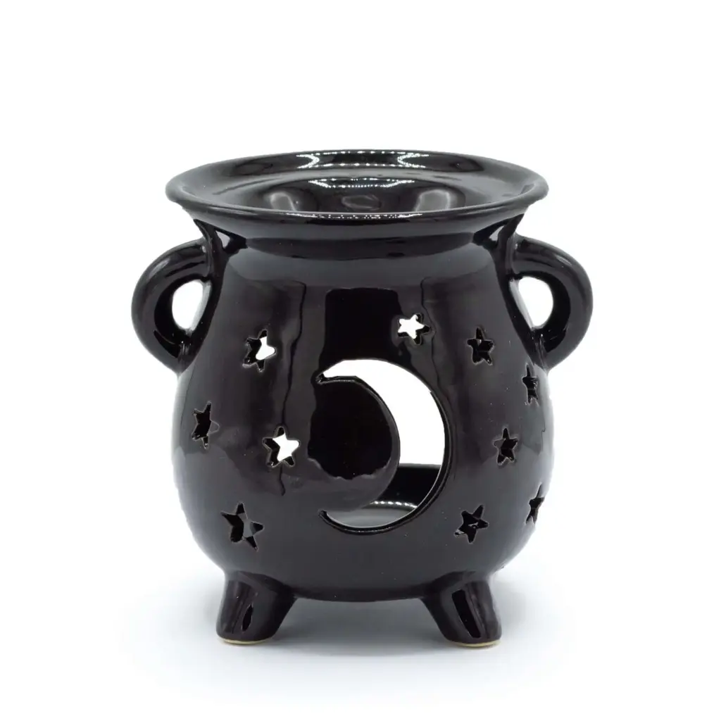 Cauldron Oil Burner – Moon & Stars – Black | www.artisangoods.co.uk