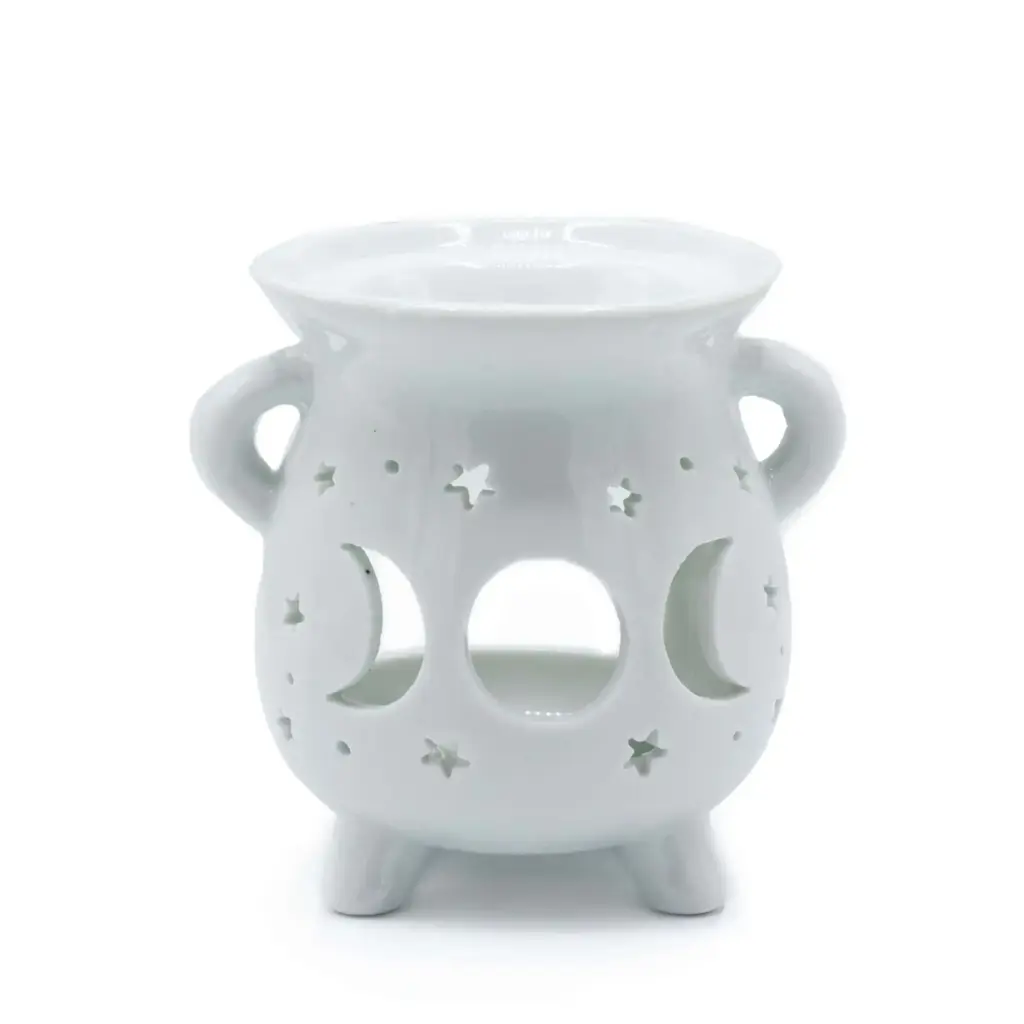 Cauldron Oil Burner – Moon Phase – White | www.artisangoods.co.uk