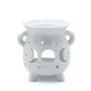 Cauldron Oil Burner – Moon Phase – White | www.artisangoods.co.uk 1