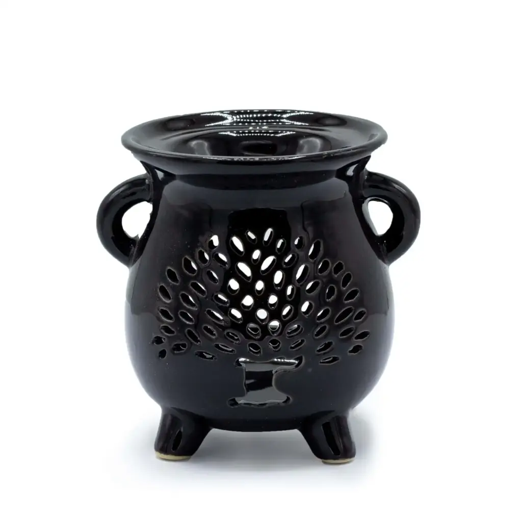 Cauldron Oil Burner – Tree of Life – Black | www.artisangoods.co.uk