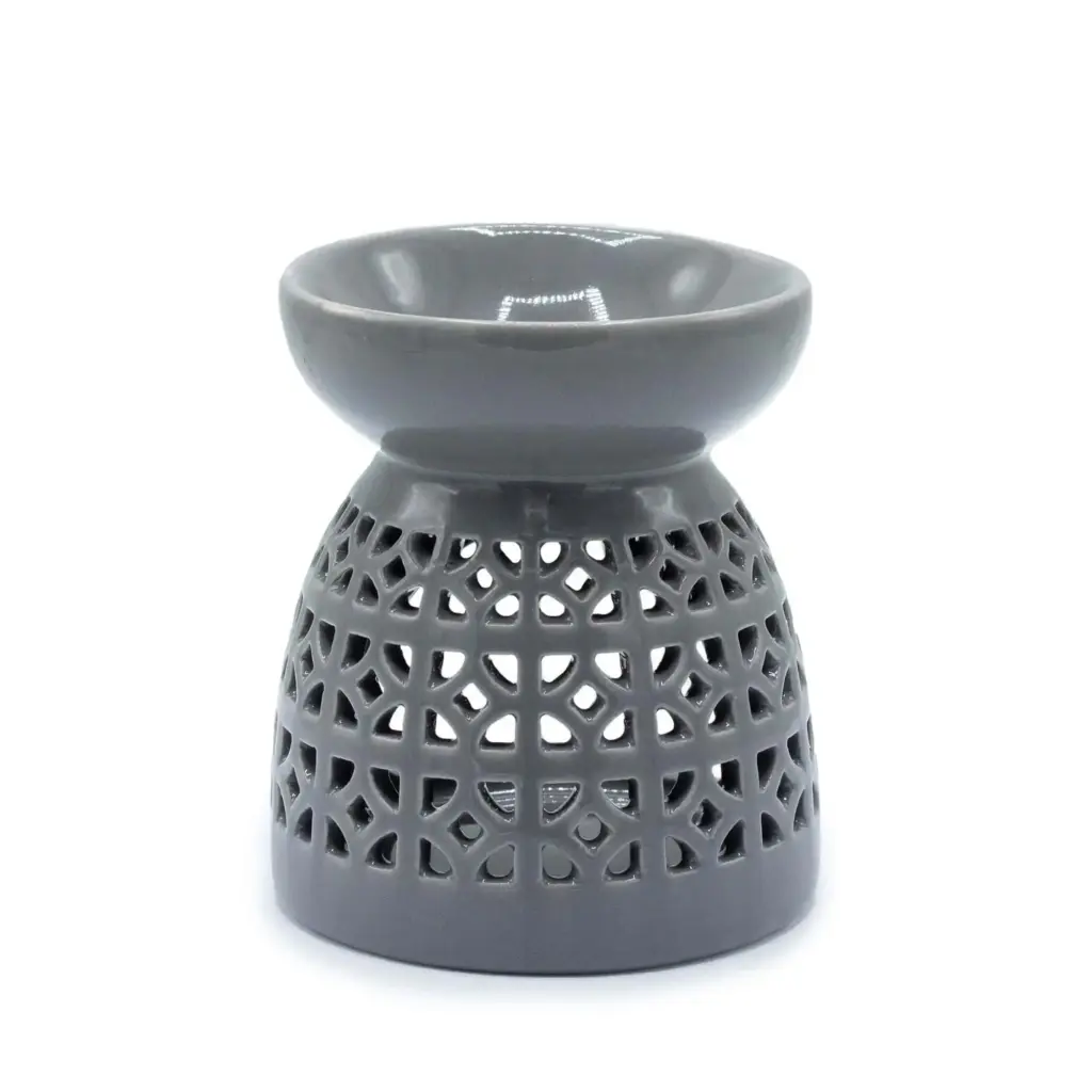 Classic Oil Burner – Morrocan Cutout – Grey | www.artisangoods.co.uk