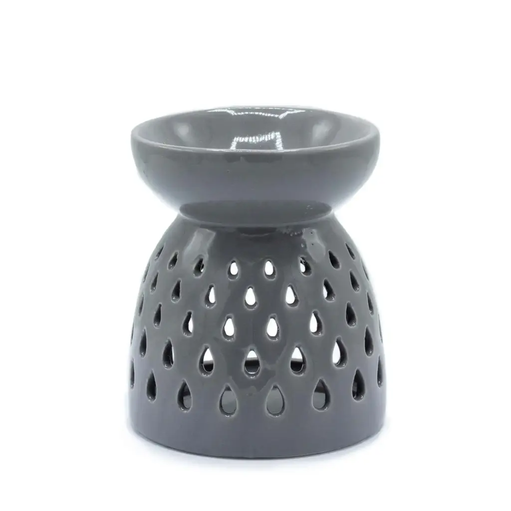 Classic Oil Burner – Teardrops Cutout – Grey | www.artisangoods.co.uk