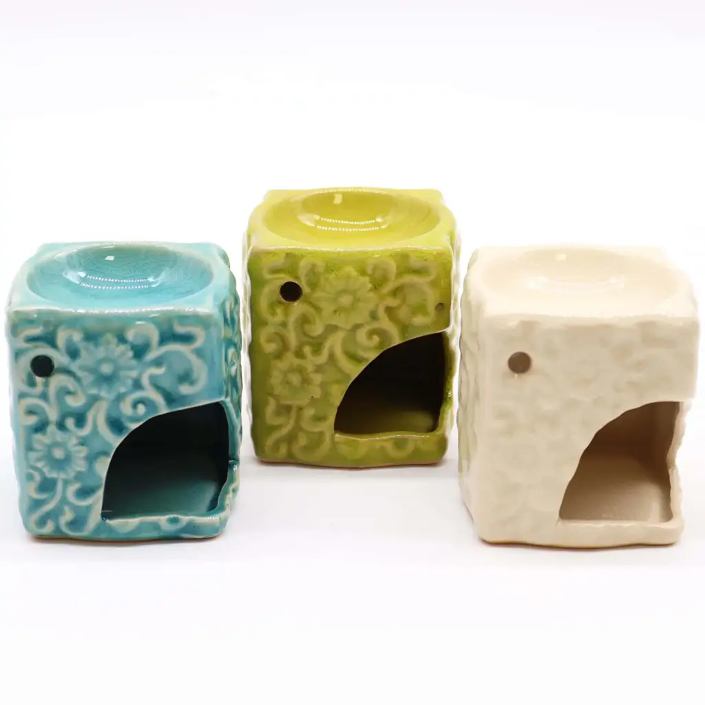 Classic Small Square Floral Oil Burners (aast) | www.artisangoods.co.uk 4 Classic Small Square Floral Oil Burners (aast) | www.artisangoods.co.uk 4