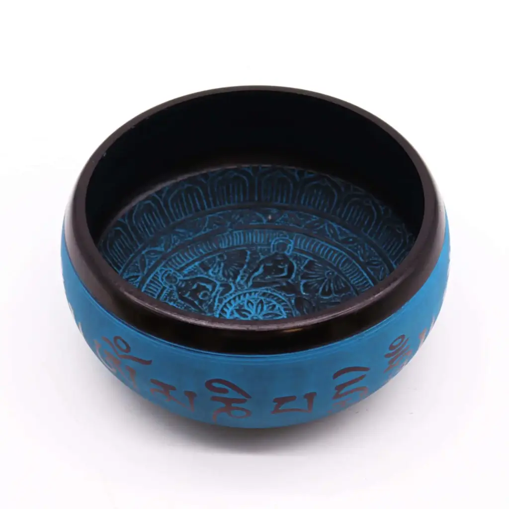 Earth Powder Singing Bowl – Blue Mantra Five Buddha – 16cm | www.artisangoods.co.uk 2 Earth Powder Singing Bowl – Blue Mantra Five Buddha – 16cm | www.artisangoods.co.uk 2