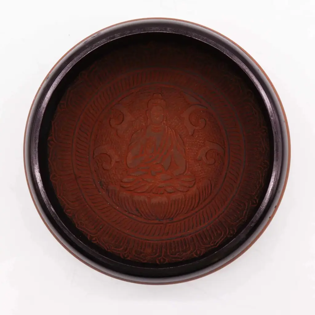 Earth Powder Singing Bowl – Clay Om  Buddha – 16cm | www.artisangoods.co.uk 3