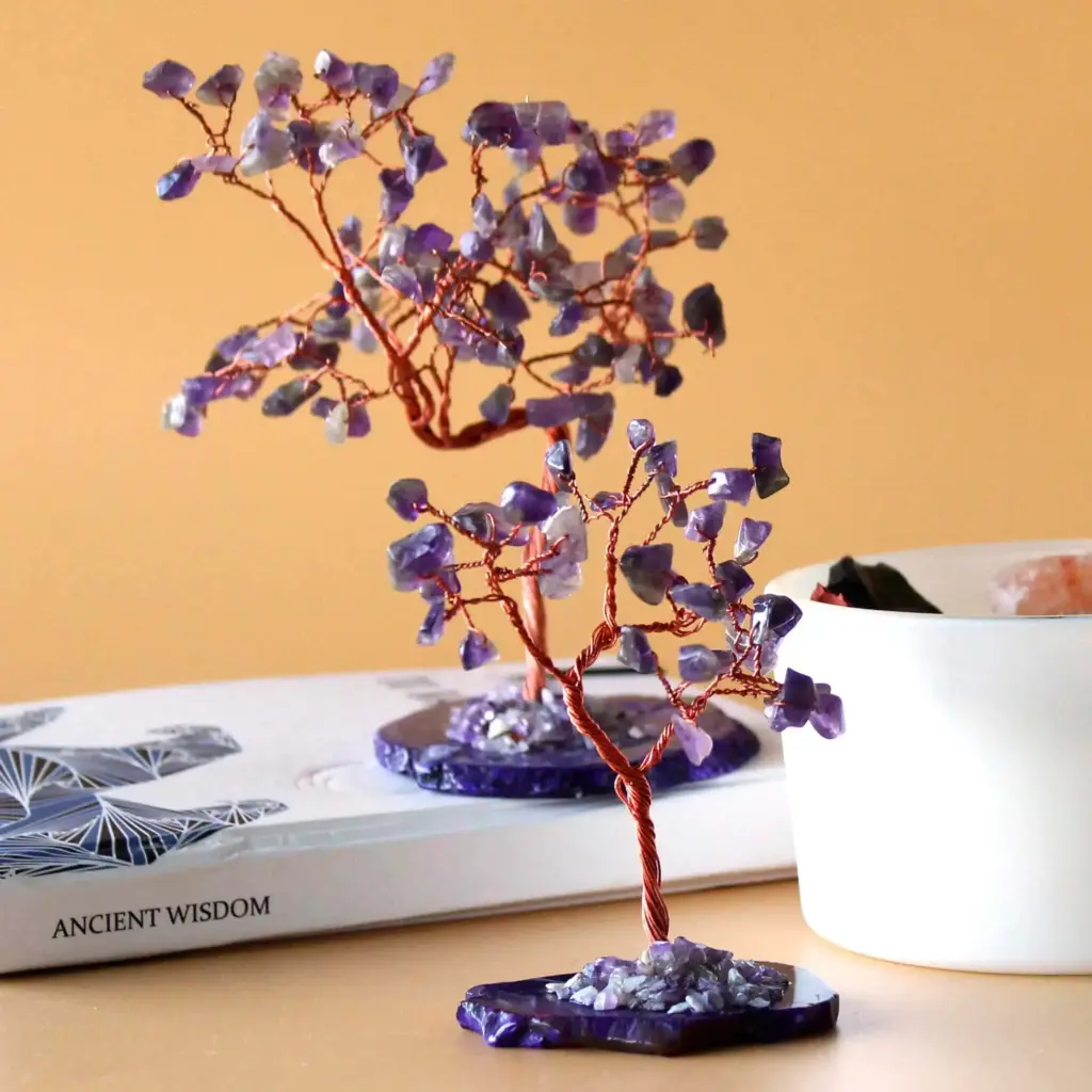 Gemstone Tree – Amethyst on Natural Agate Base (35 stones) | www.artisangoods.co.uk 2