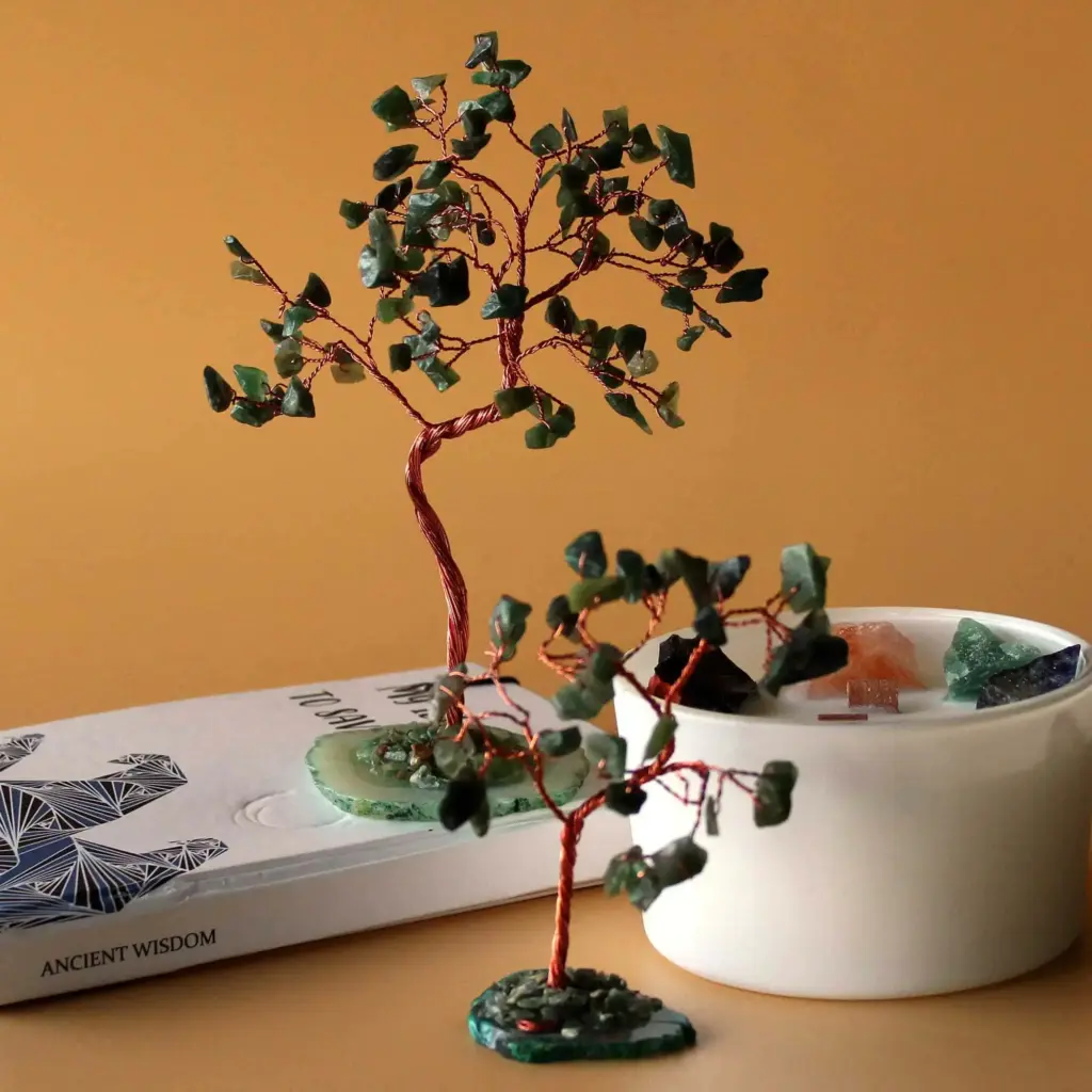Gemstone Tree – Green Aventurine on Green Agate Base (35 stones) | www.artisangoods.co.uk 3