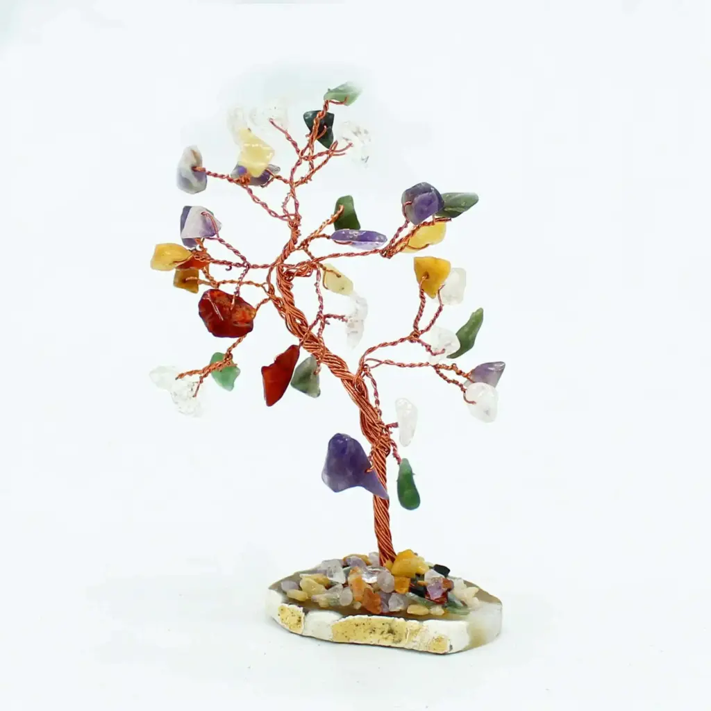 Gemstone Tree – Multi Stones on Natural Agate Base (35 stones) | www.artisangoods.co.uk