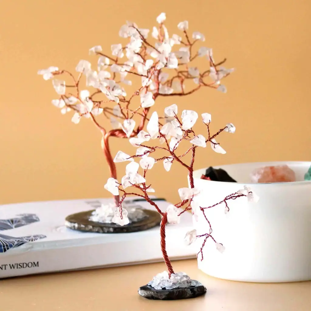 Gemstone Tree – Rock Quartz on Black Agate Base (35 stones) | www.artisangoods.co.uk 2