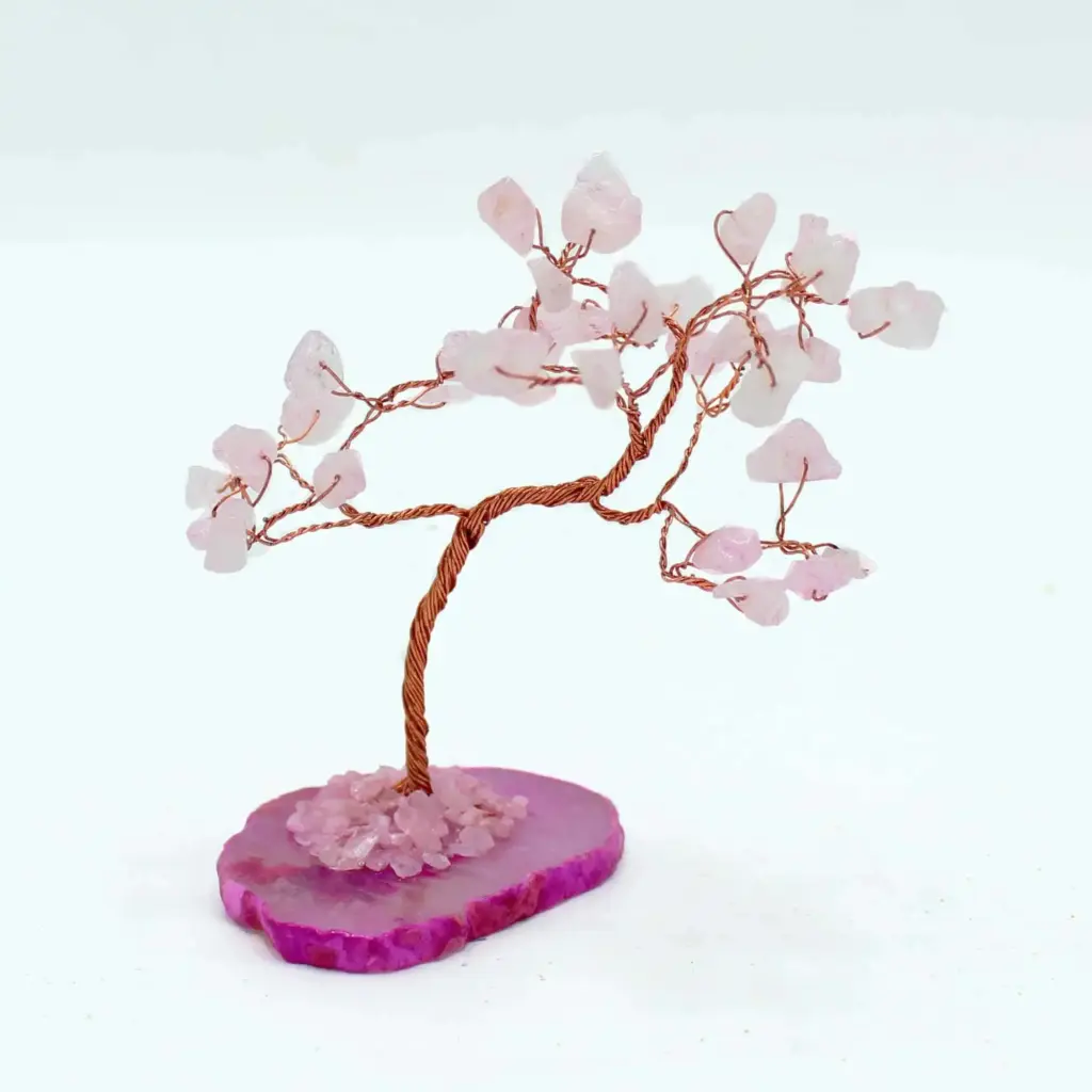 Gemstone Tree – Rose Quartz on Pink Agate Base (35 stones) | www.artisangoods.co.uk 3