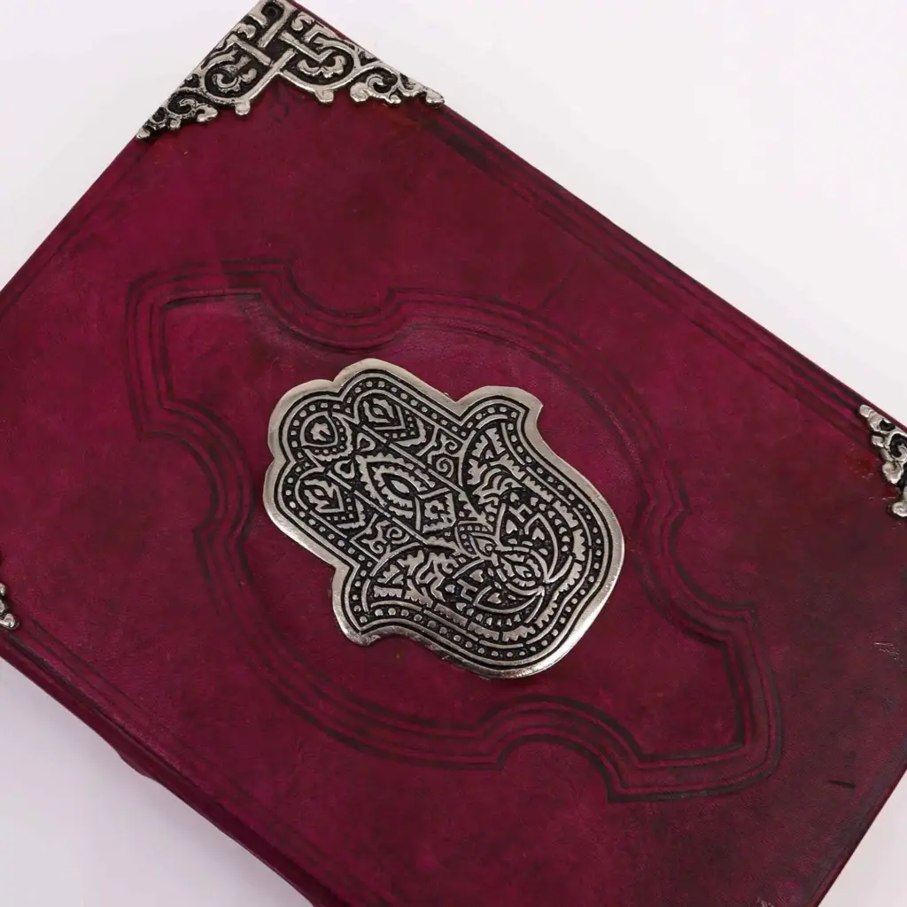 Heafty Red Tan Book – Zinc Hamsa Decor – 200 Deckle Edges Pages – 26x18cm | www.artisangoods.co.uk 5
