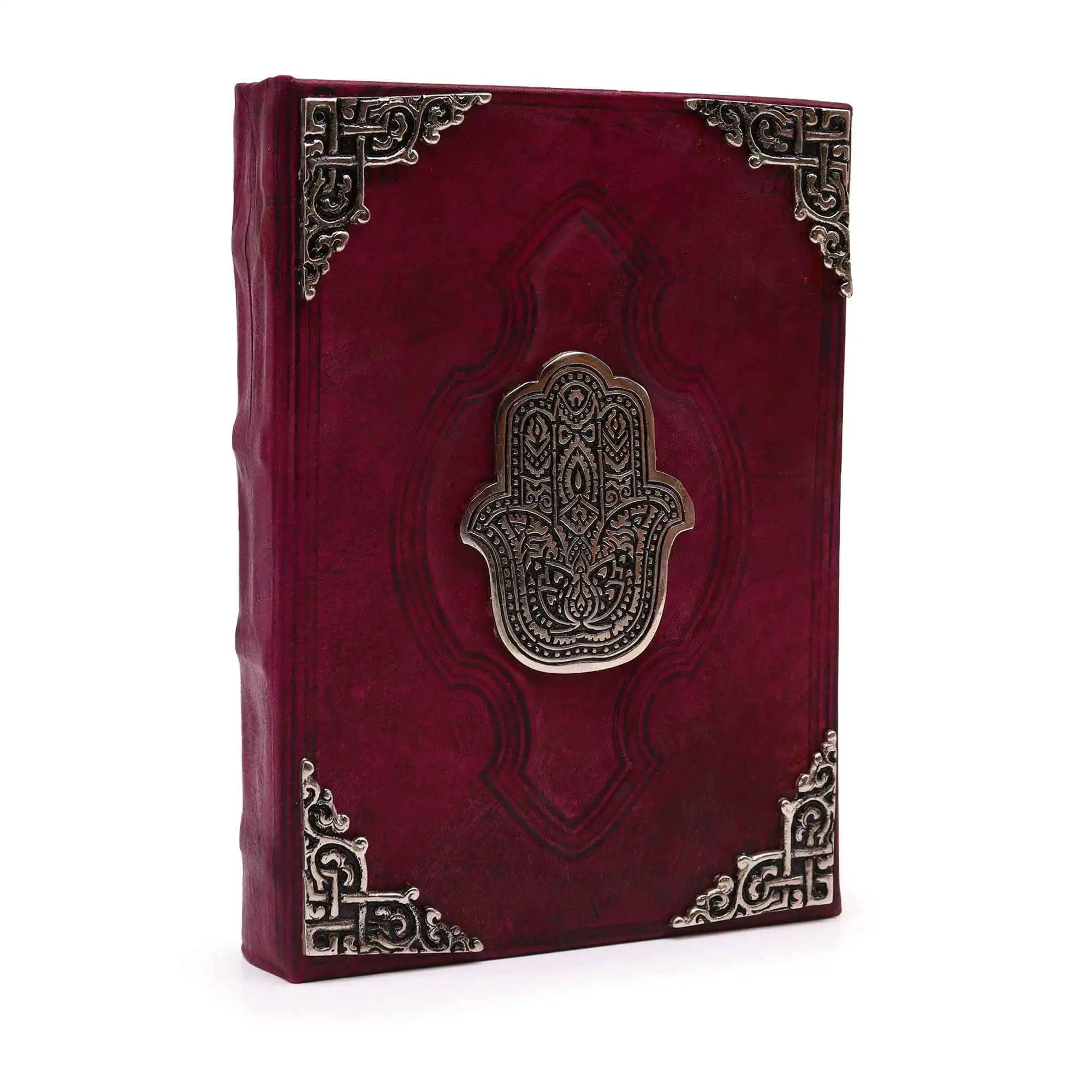 Heafty Red Tan Book – Zinc Hamsa Decor – 200 Deckle Edges Pages – 26x18cm | www.artisangoods.co.uk 2 Heafty Red Tan Book – Zinc Hamsa Decor – 200 Deckle Edges Pages – 26x18cm | www.artisangoods.co.uk 1