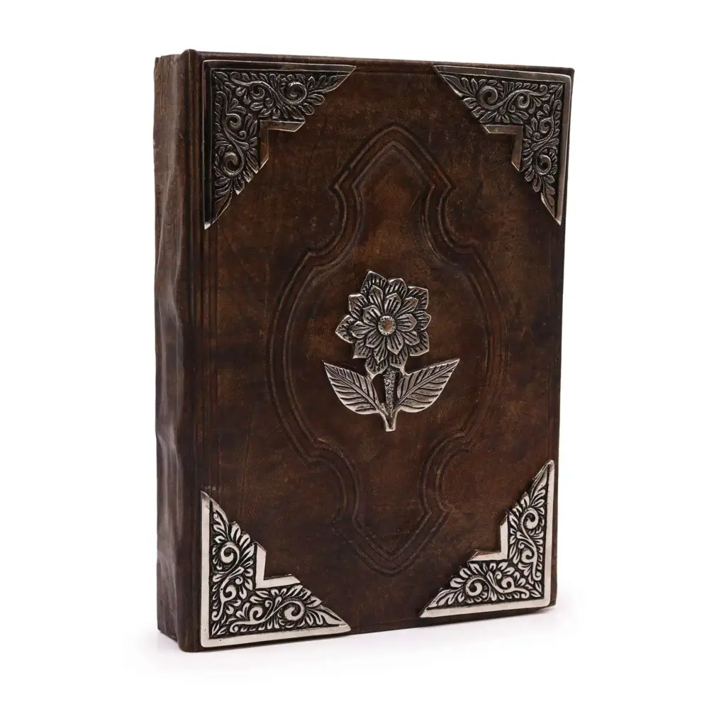 Heafty Red Tan Book – Zinc Rose Decor – 200 Deckle Edges Pages – 26x18cm | www.artisangoods.co.uk