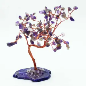 Lrg Gemstone Tree – Amethyst on Natural Agate Base (100 stones) | www.artisangoods.co.uk 2