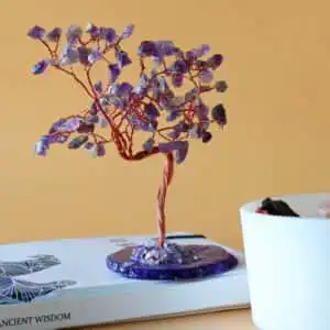 Lrg Gemstone Tree – Amethyst on Natural Agate Base (100 stones) | www.artisangoods.co.uk 1