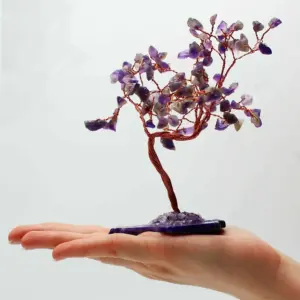 Lrg Gemstone Tree – Amethyst on Natural Agate Base (100 stones) | www.artisangoods.co.uk 3