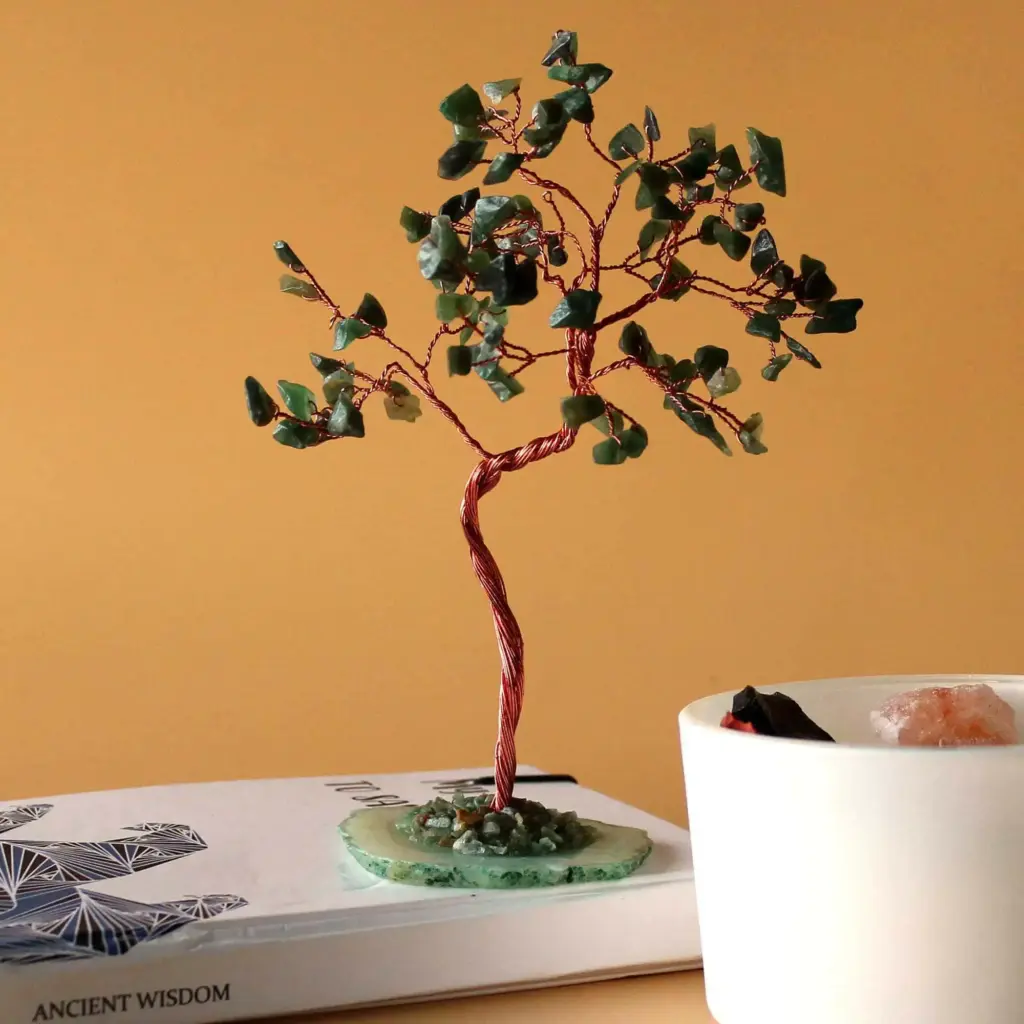 Lrg Gemstone Tree – Green Aventurine on Green Agate Base (100 stones) | www.artisangoods.co.uk