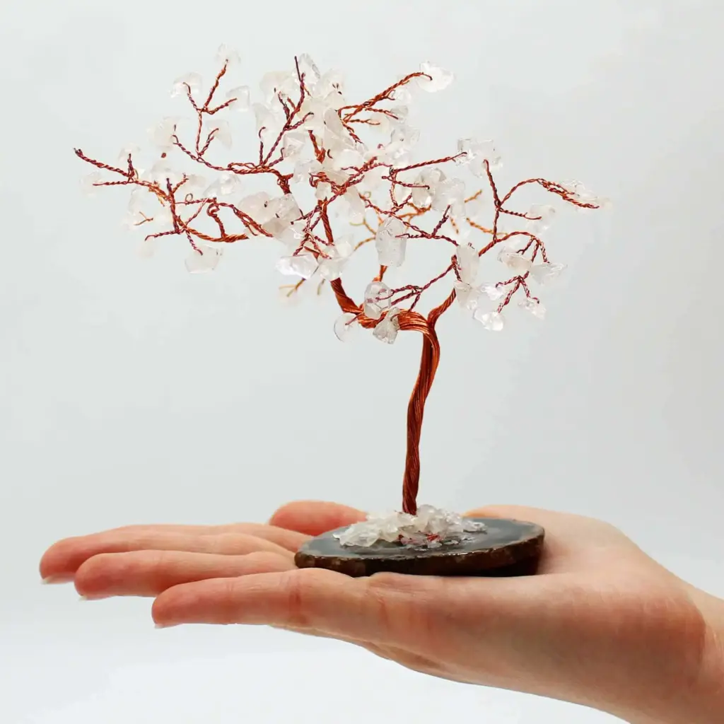 Lrg Gemstone Tree – Rock Quartz on Black Agate Base (100 stones) | www.artisangoods.co.uk 2 Lrg Gemstone Tree – Rock Quartz on Black Agate Base (100 stones) | www.artisangoods.co.uk 2