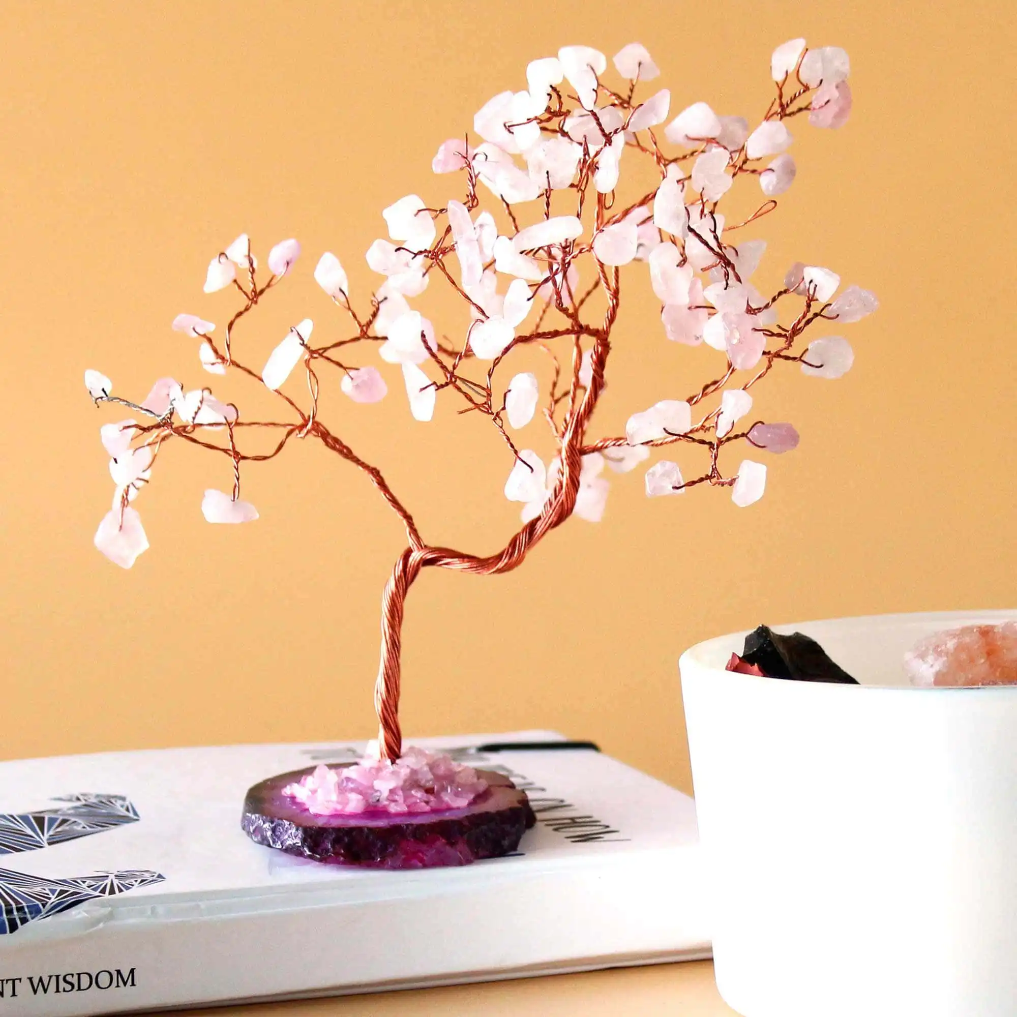 Lrg Gemstone Tree – Rose Quartz on Pink Agate Base (100 stones) | www.artisangoods.co.uk 2 Lrg Gemstone Tree – Rose Quartz on Pink Agate Base (100 stones) | www.artisangoods.co.uk 1