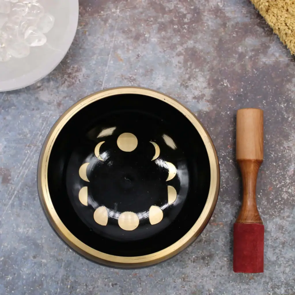 Lrg Moon Phase Singing Bowl Set- Black 14cm | www.artisangoods.co.uk 3