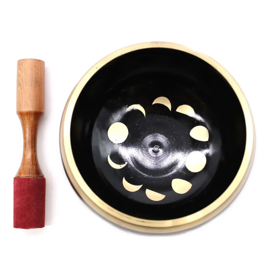 Lrg Moon Phase Singing Bowl Set- Black 14cm | www.artisangoods.co.uk 2