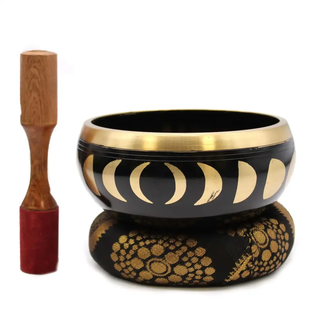 Lrg Moon Phase Singing Bowl Set- Black 14cm | www.artisangoods.co.uk