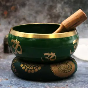 Lrg Tree of Life Singing Bowl Set- Green 14cm | www.artisangoods.co.uk 5