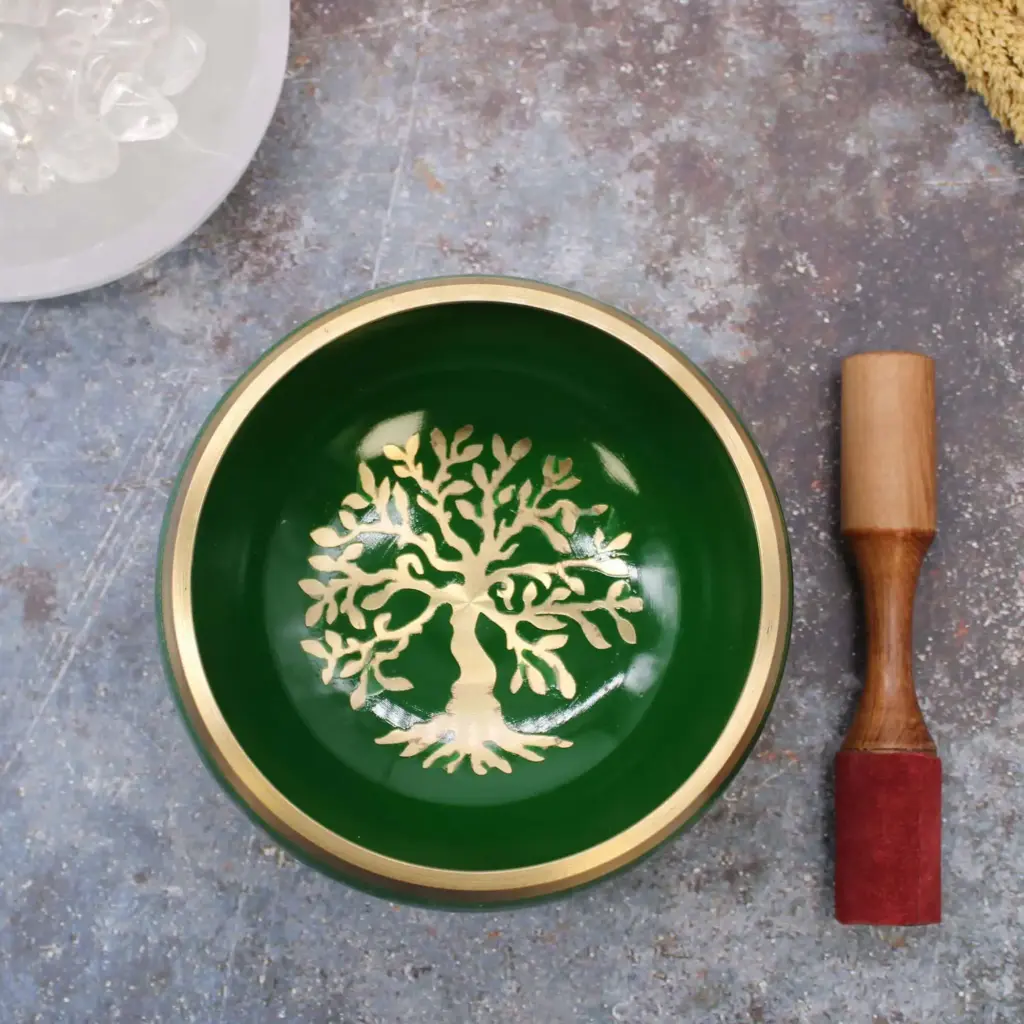 Lrg Tree of Life Singing Bowl Set- Green 14cm | www.artisangoods.co.uk 3 Lrg Tree of Life Singing Bowl Set- Green 14cm | www.artisangoods.co.uk 3