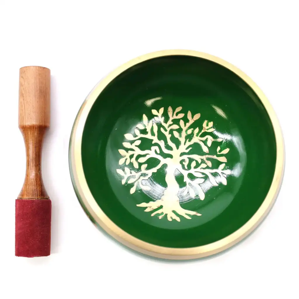 Lrg Tree of Life Singing Bowl Set- Green 14cm | www.artisangoods.co.uk 2 Lrg Tree of Life Singing Bowl Set- Green 14cm | www.artisangoods.co.uk 2