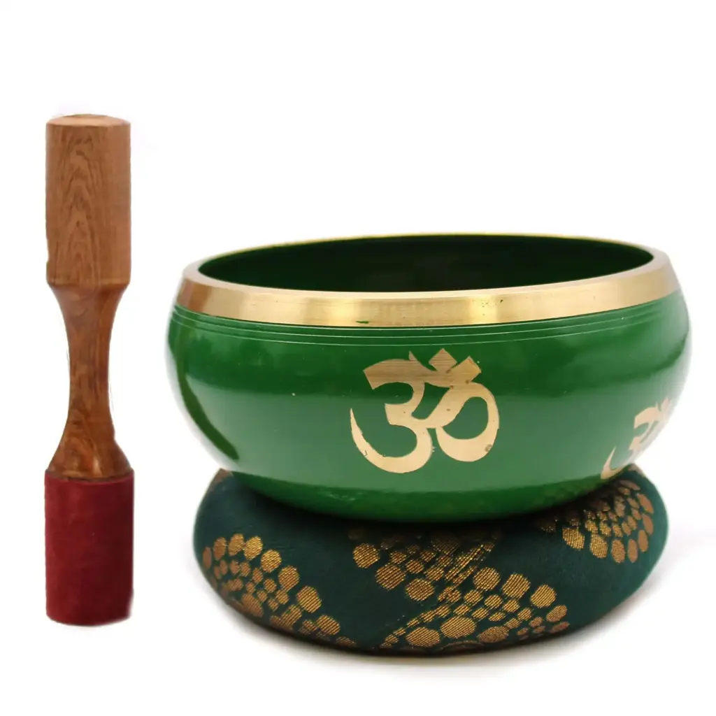 Lrg Tree of Life Singing Bowl Set- Green 14cm | www.artisangoods.co.uk