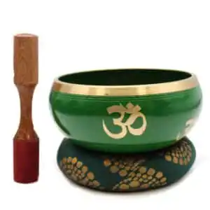 Lrg Tree of Life Singing Bowl Set- Green 14cm | www.artisangoods.co.uk 1