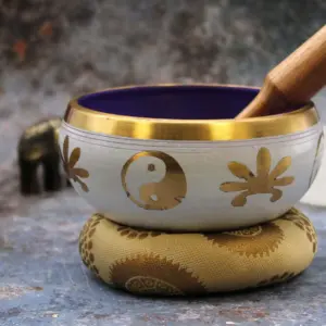 Lrg Yin & Yang Singing Bowl Set- White/Purple 14cm | www.artisangoods.co.uk 5